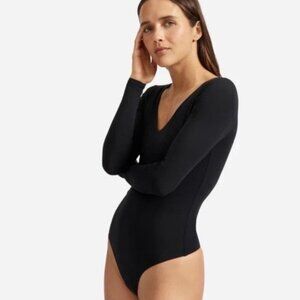 Everlane Black Long-Sleeve V-Neck Bodysuit | Size XS | NWT